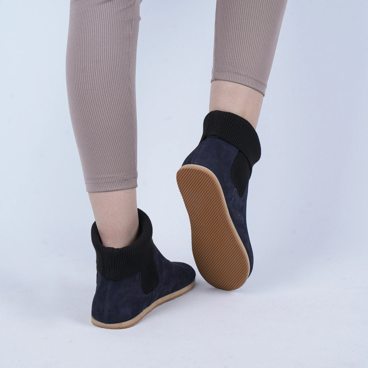 Nubuck Barefoot Socks Chelsea Shoes – Eva Outsole – Navy Blue
