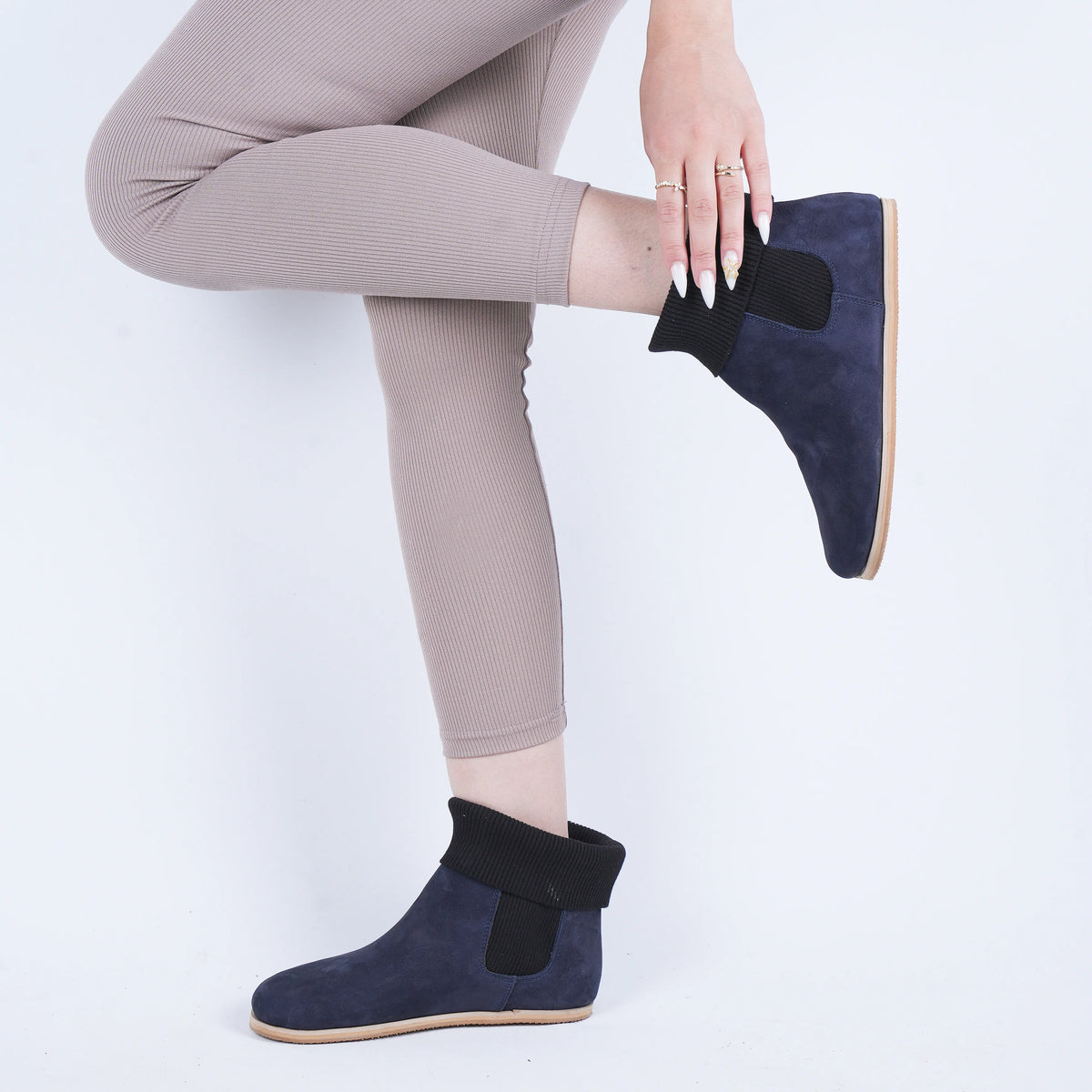 Nubuck Barefoot Socks Chelsea Shoes – Eva Outsole – Navy Blue