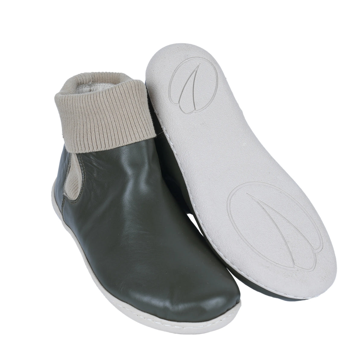 Smooth Barefoot Socks Chelsea Shoes – 6mm Rubber Sole – Olive Green