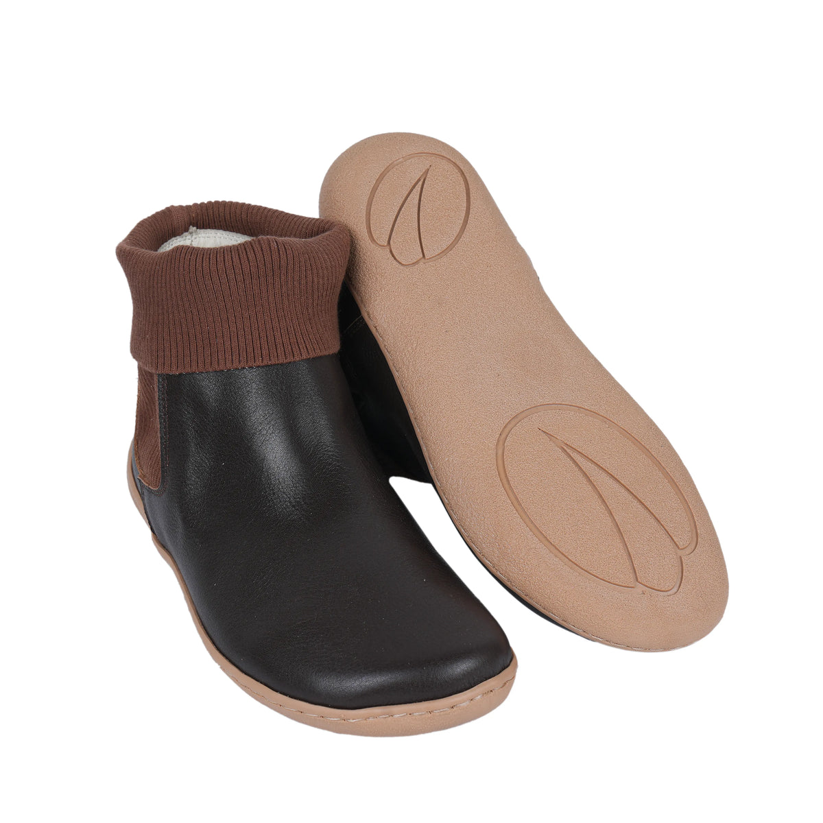 Smooth Barefoot Socks Chelsea Shoes – 6mm Rubber Sole – Dark Brown