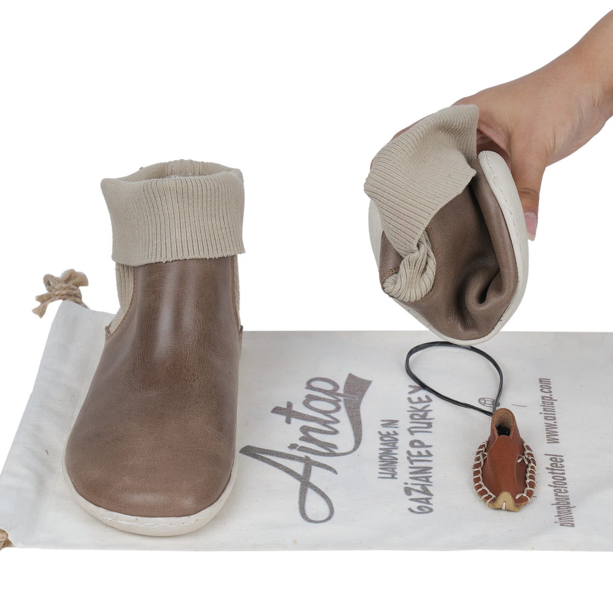 Crazy Barefoot Socks Chelsea Shoes – 6mm Rubber Sole – Beige Bizon