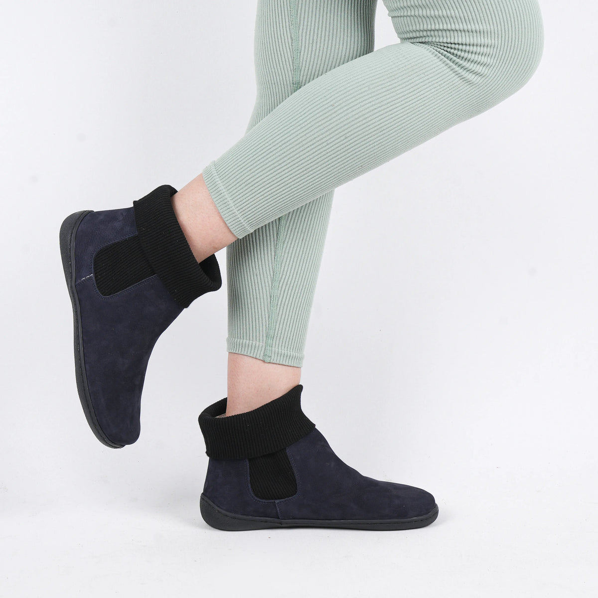 Nubuck Barefoot Socks Chelsea Shoes – 6mm Rubber Sole – Navy Blue