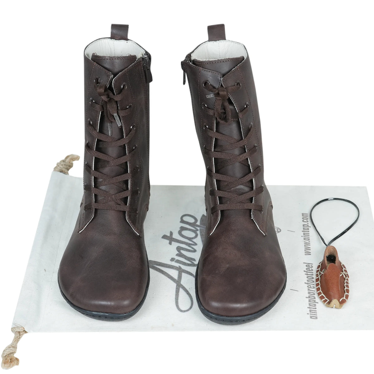 Crazy Barefoot Long Boots Shoes – 6mm Rubber Sole – Dark Brown
