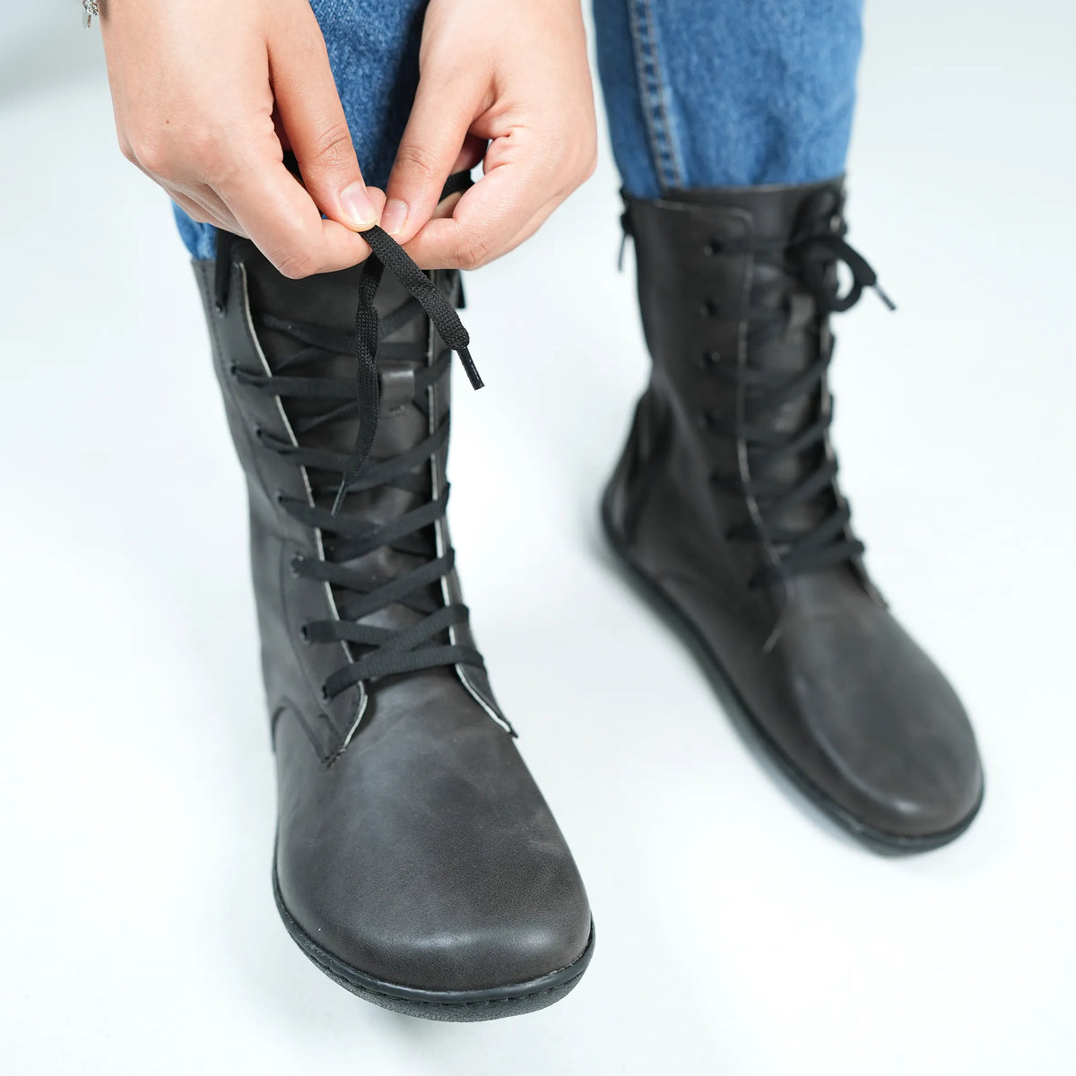 Crazy Barefoot Long Boots Shoes – 6mm Rubber Sole – Black