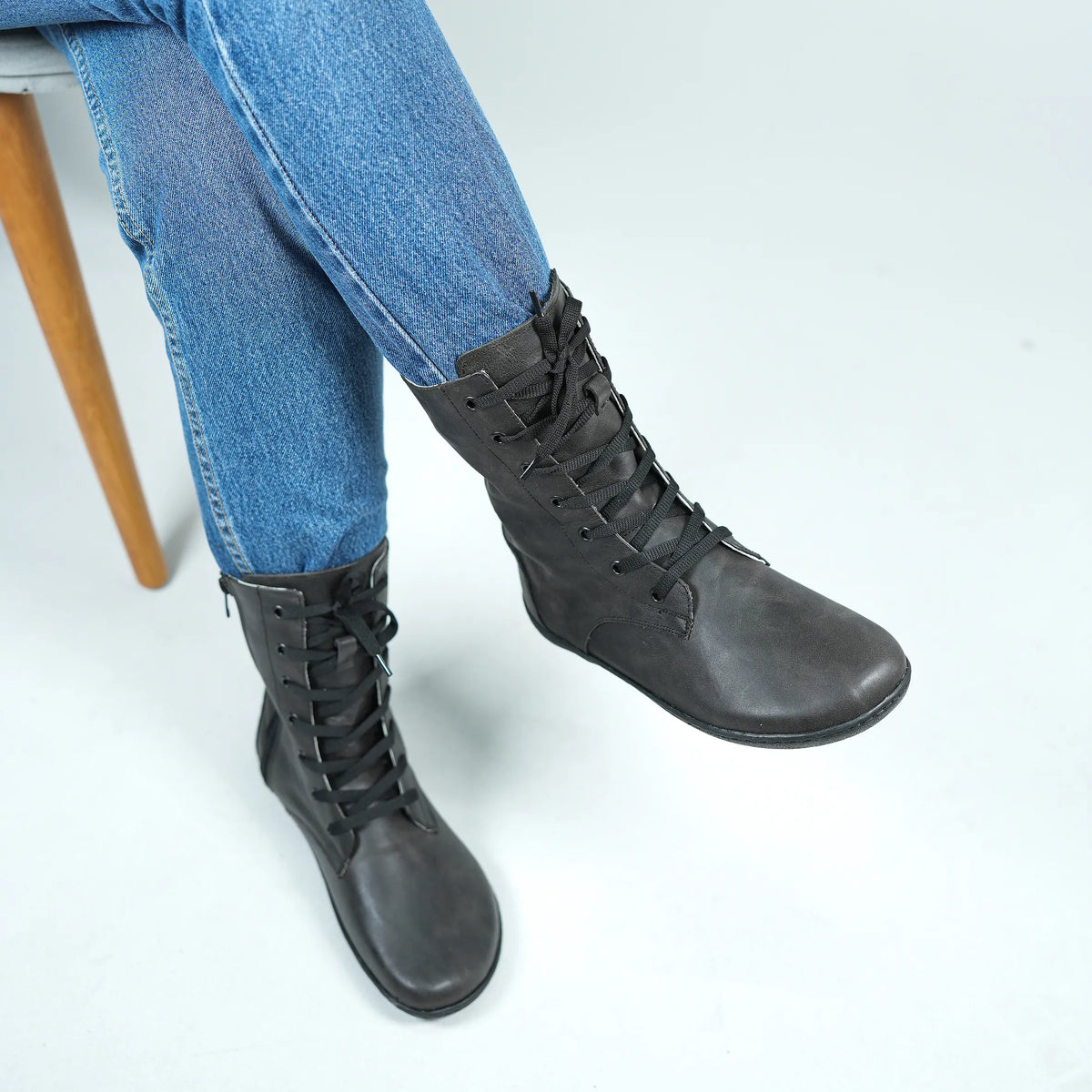 Crazy Barefoot Long Boots Shoes – 6mm Rubber Sole – Black
