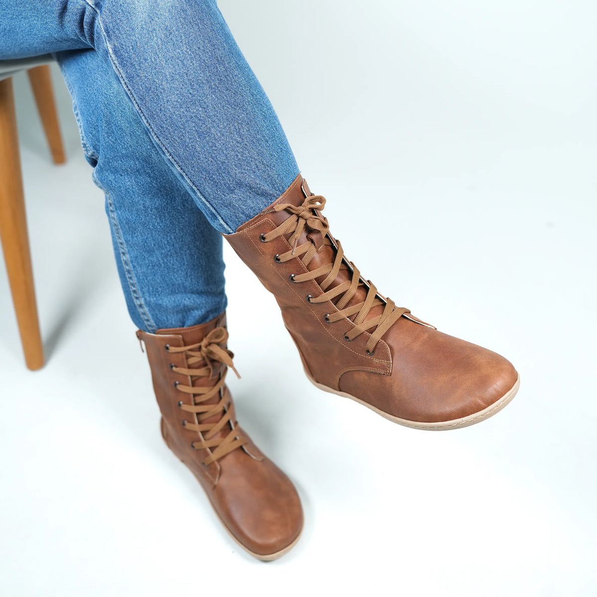 Crazy Barefoot Long Boots Shoes – 6mm Rubber Sole – Brown