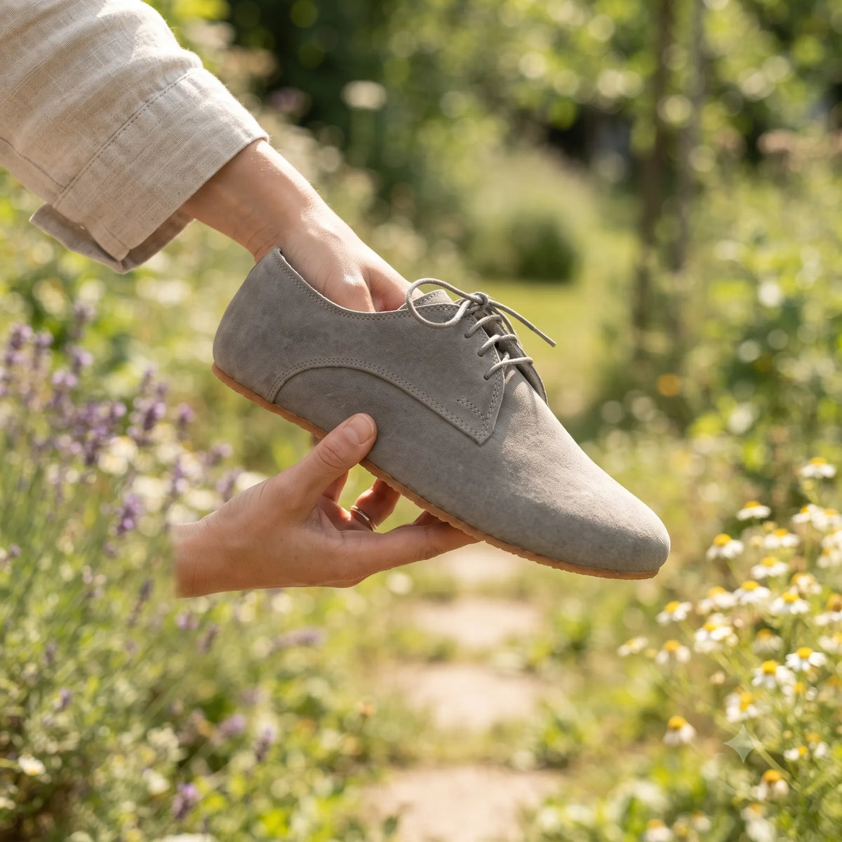 Nubuck Barefoot Oxford Shoes – Rubber Sole – Gray