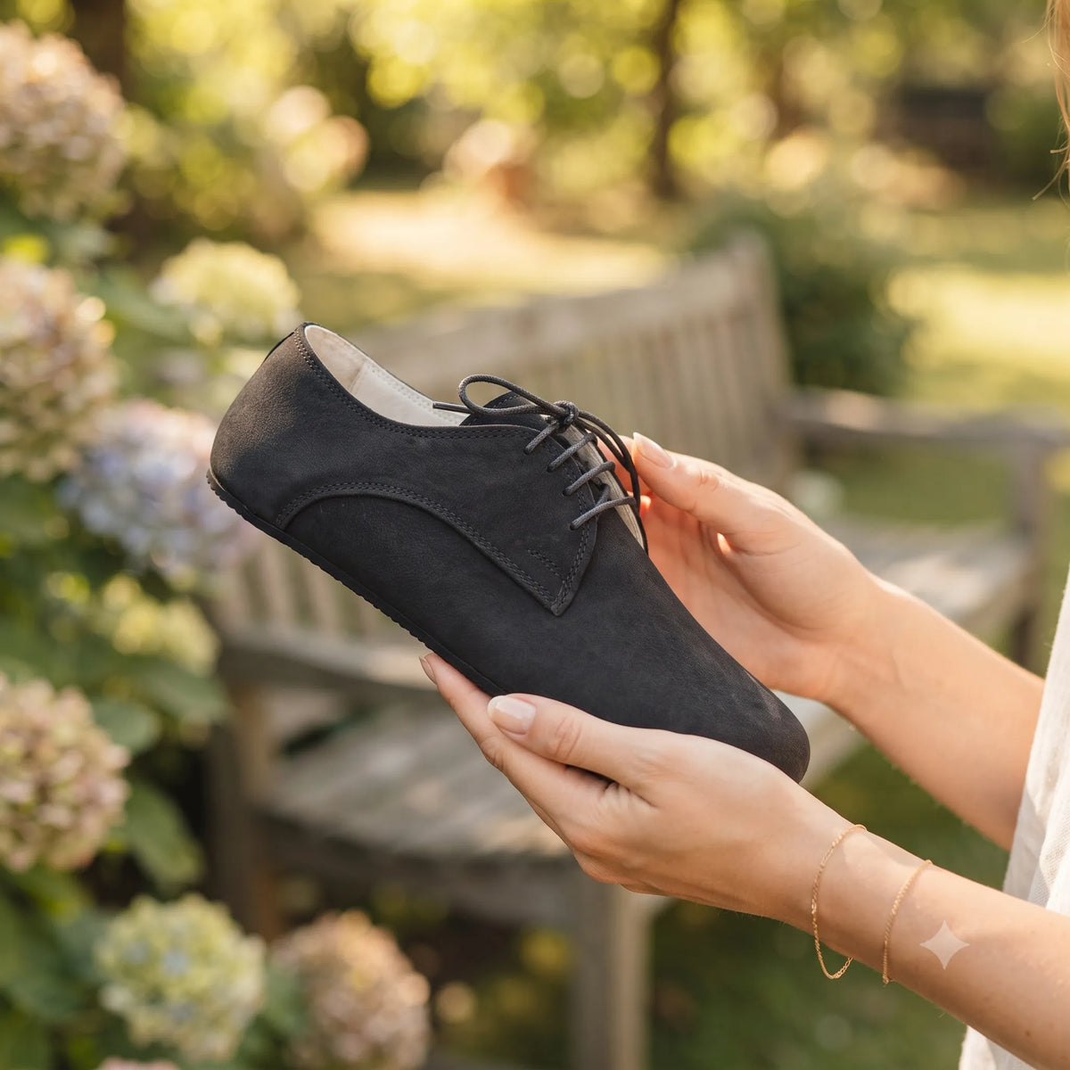 Nubuck Barefoot Oxford Shoes – Rubber Sole – Black
