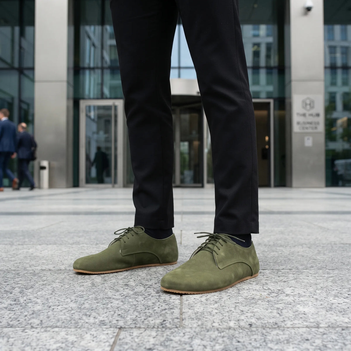Nubuck Barefoot Oxford Shoes – Rubber Sole – Green