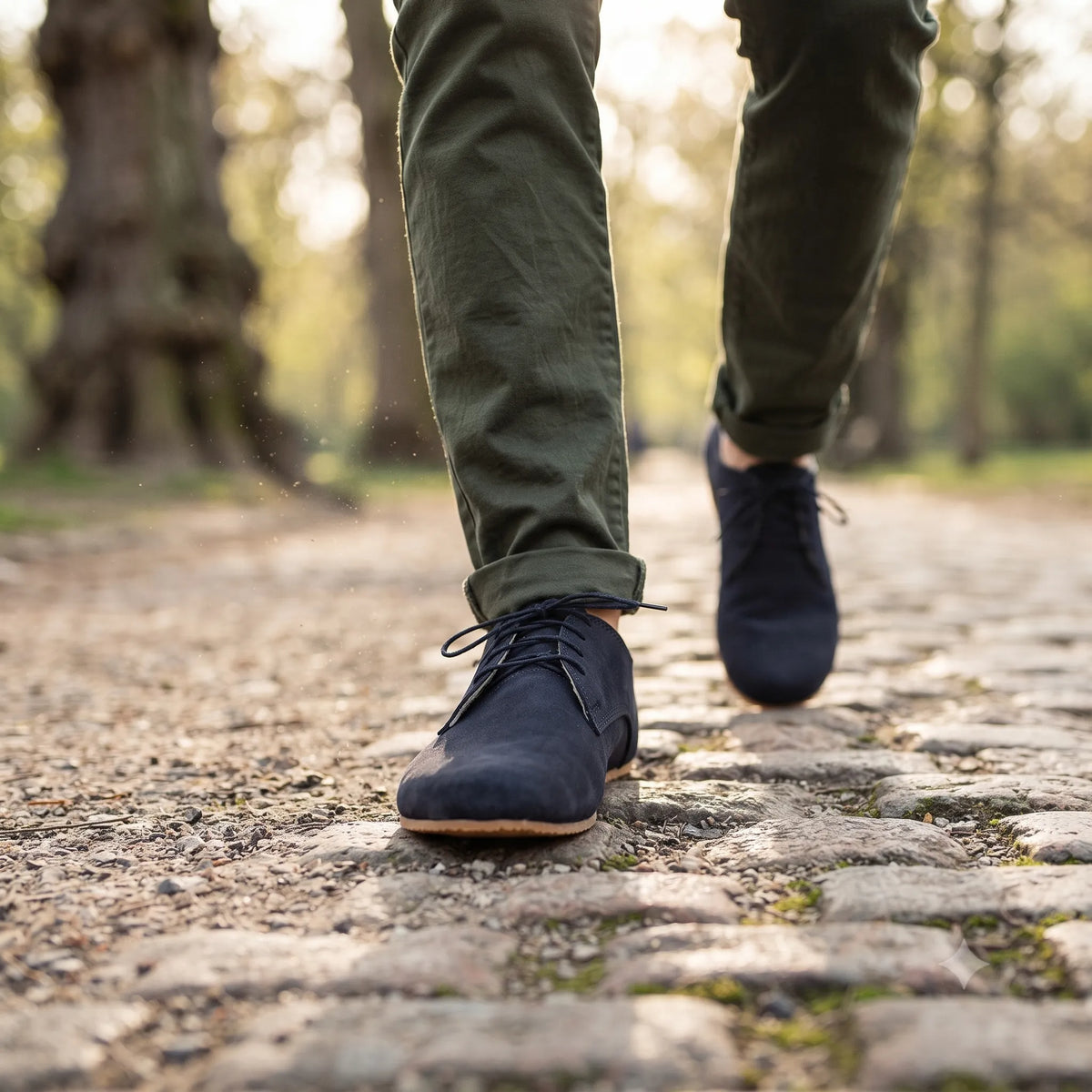 Nubuck Barefoot Oxford Shoes – Rubber Sole – Navy Blue