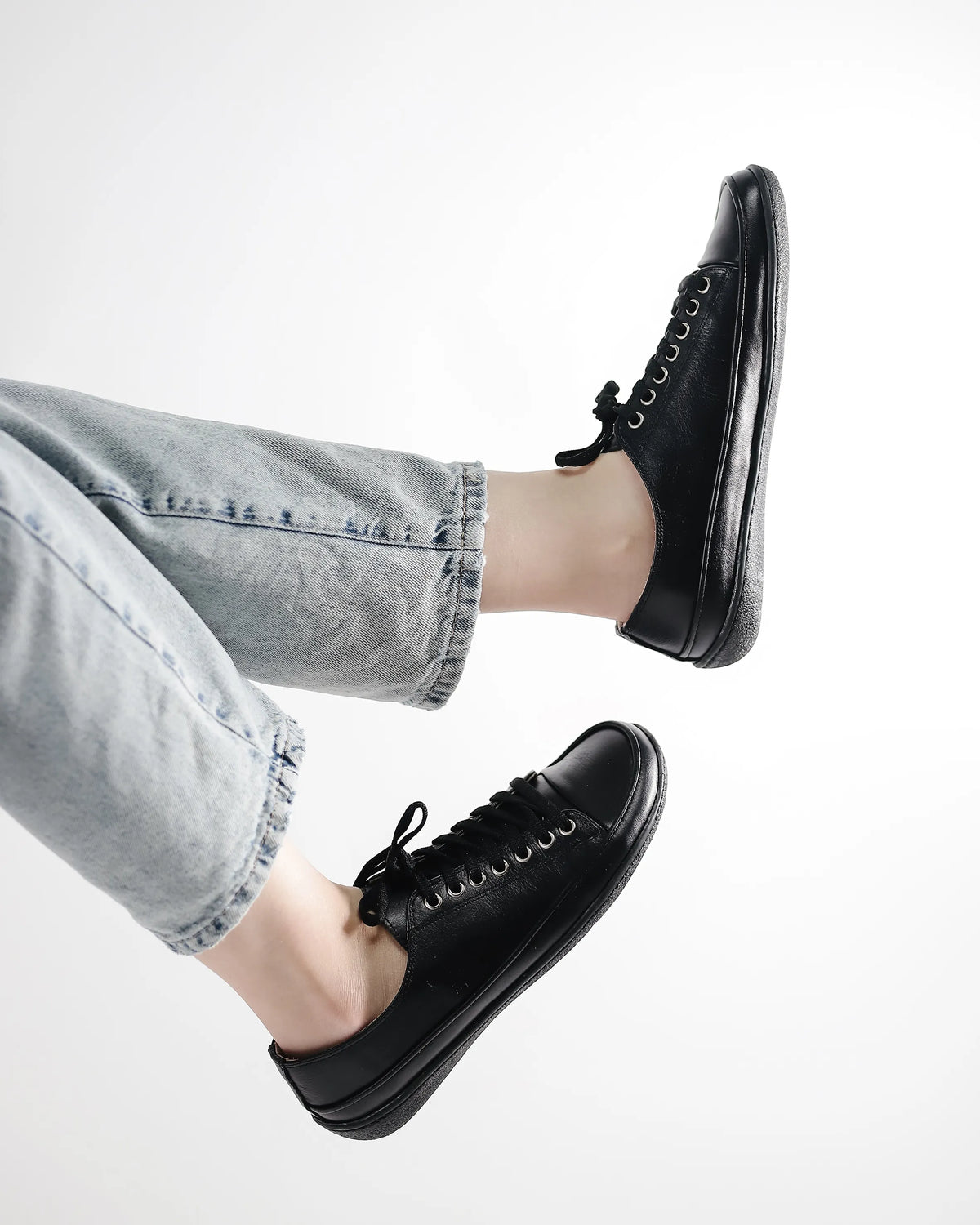 Smooth Barefoot Converse Shoes – 6mm Rubber Sole – Full Black