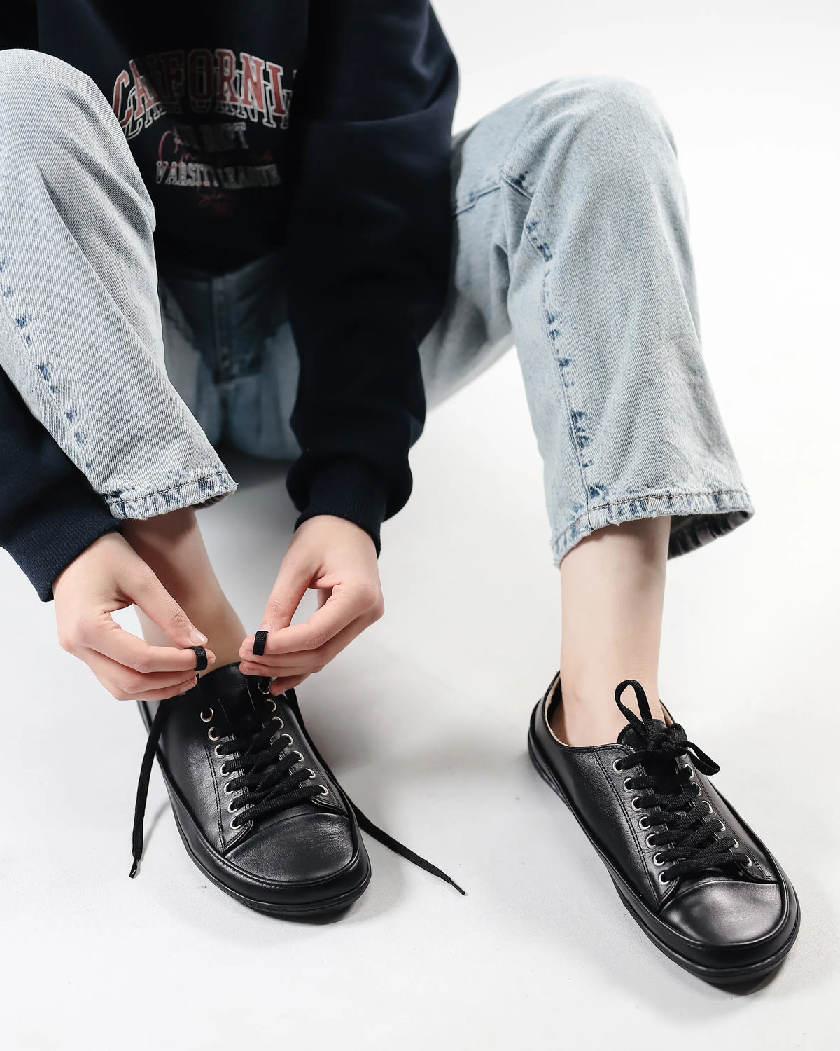 Smooth Barefoot Converse Shoes – 6mm Rubber Sole – Full Black