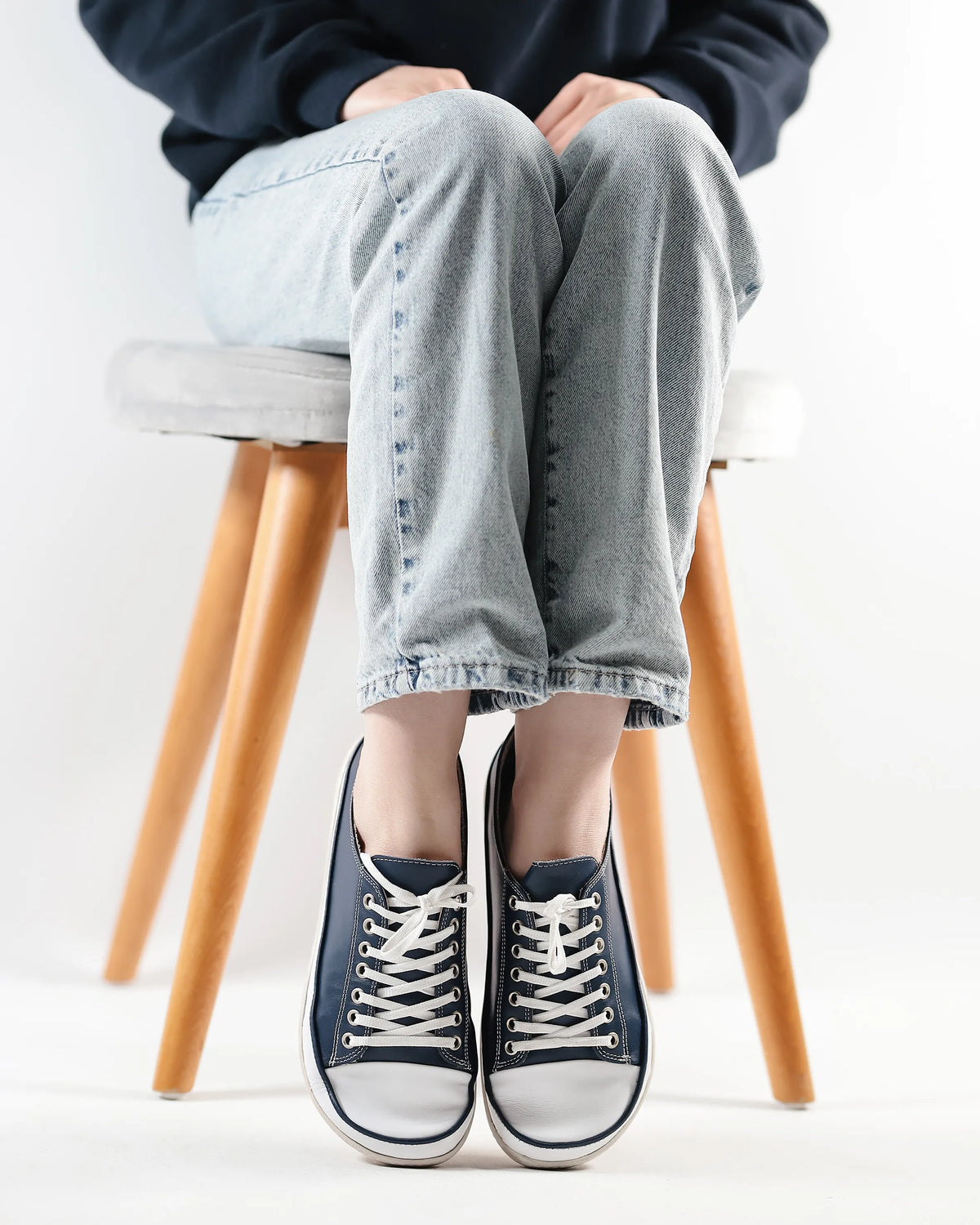Smooth Barefoot Converse Shoes – 6mm Rubber Sole – Navy Blue
