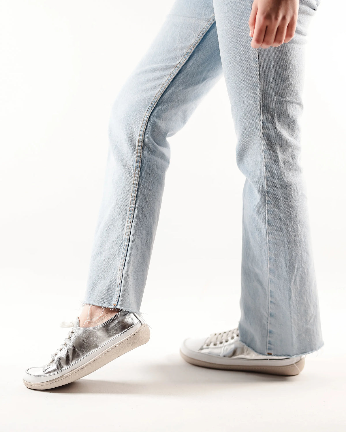 Bright Barefoot Converse Shoes – 6mm Rubber Sole – Silver