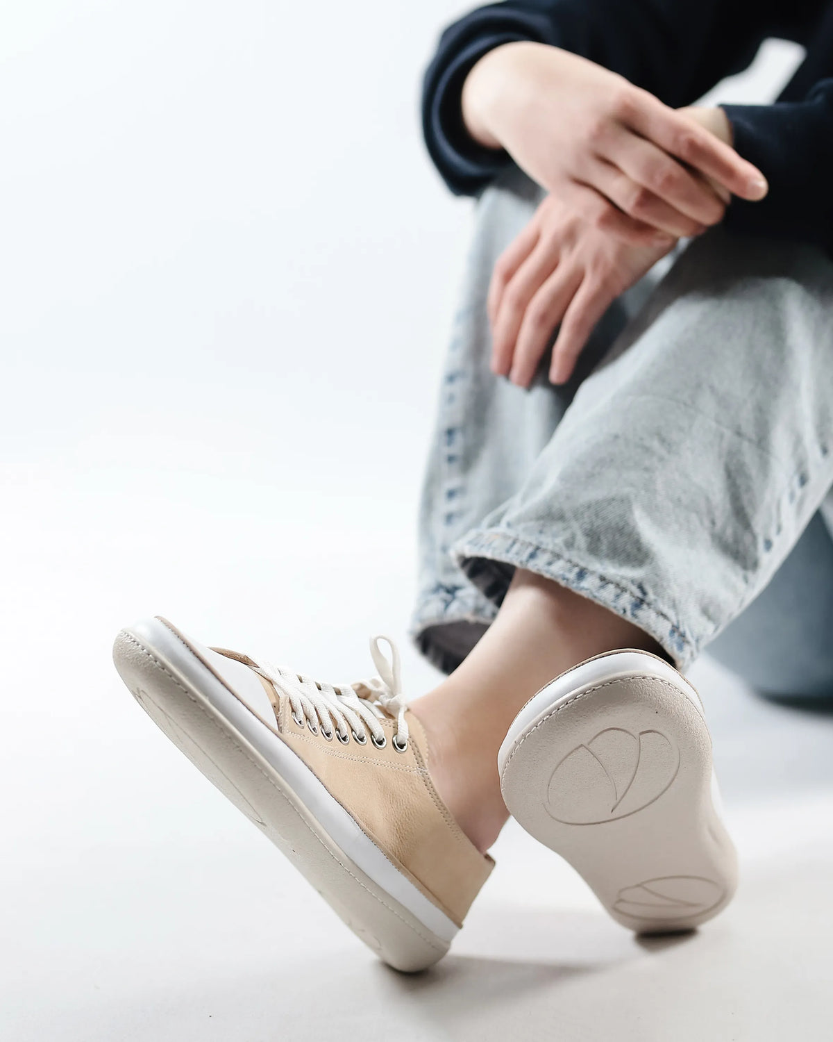 Nubuck Barefoot Converse Shoes – 6mm Rubber Sole – Cream