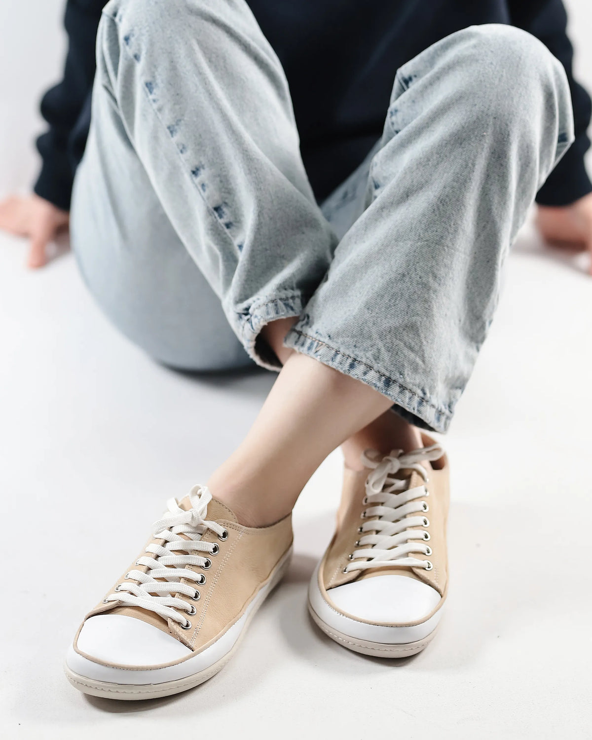 Nubuck Barefoot Converse Shoes – 6mm Rubber Sole – Cream