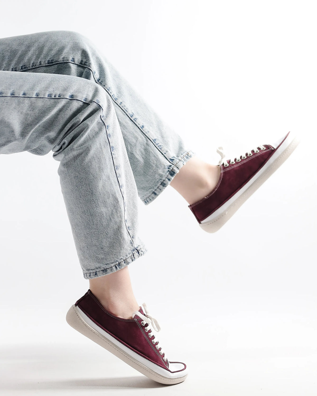 Nubuck Barefoot Converse Shoes – 6mm Rubber Sole – Burgundy