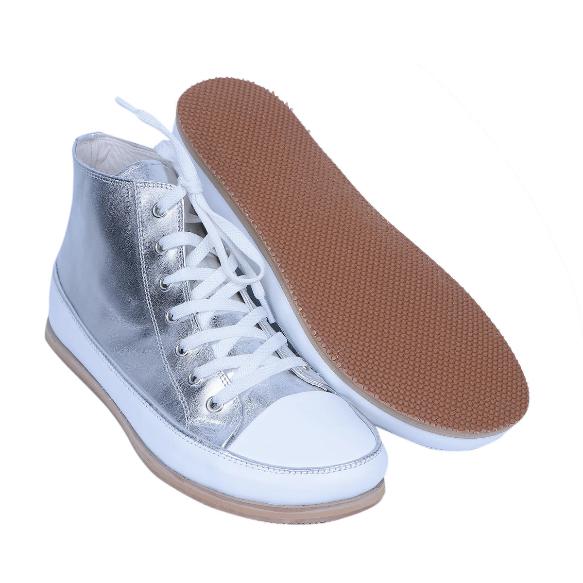 Bright Barefoot Long Boots Converse Shoes – Eva Outsole – Silver
