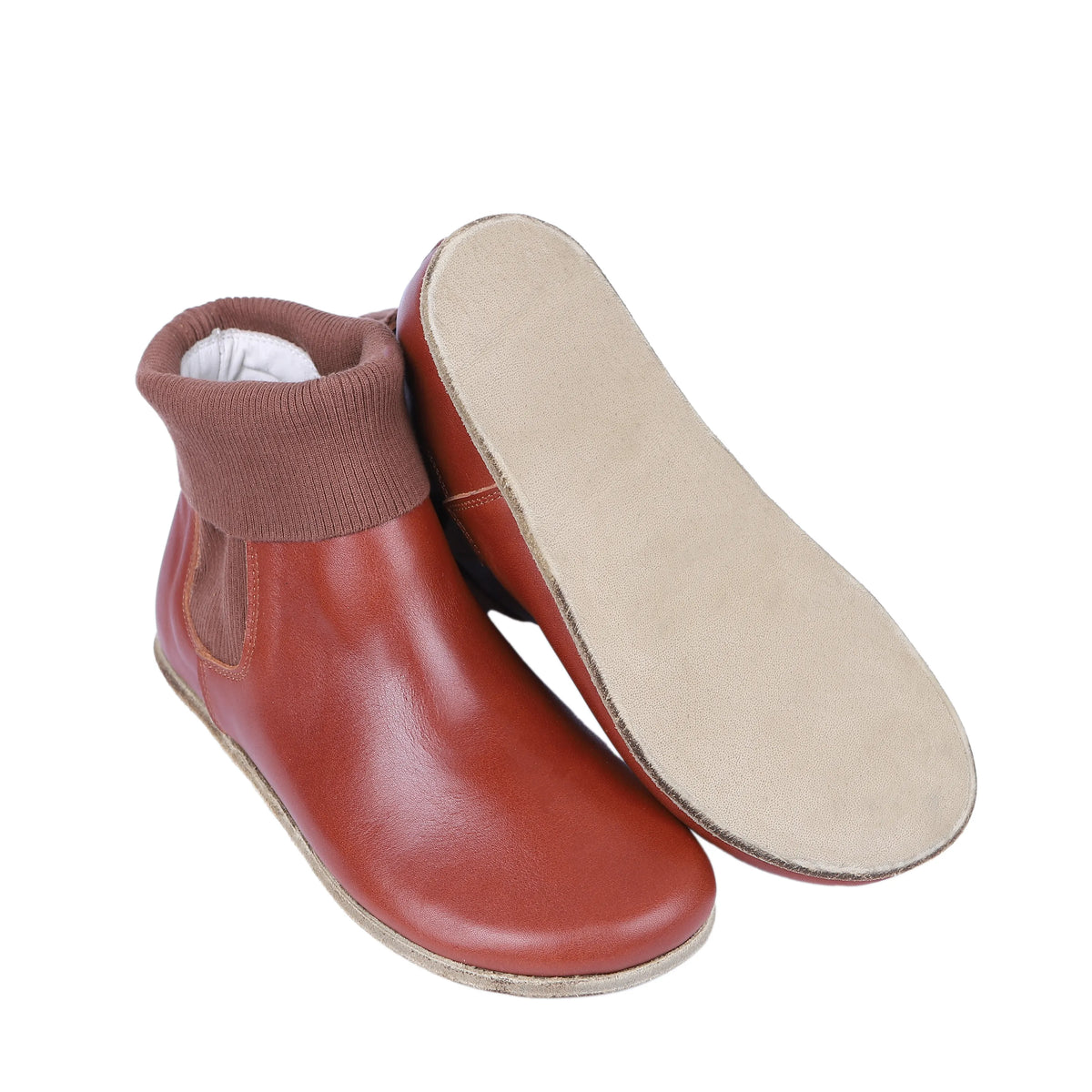 Smooth Barefoot Socks Chelsea Shoes – Classic Sole — Leather Sole – Brown