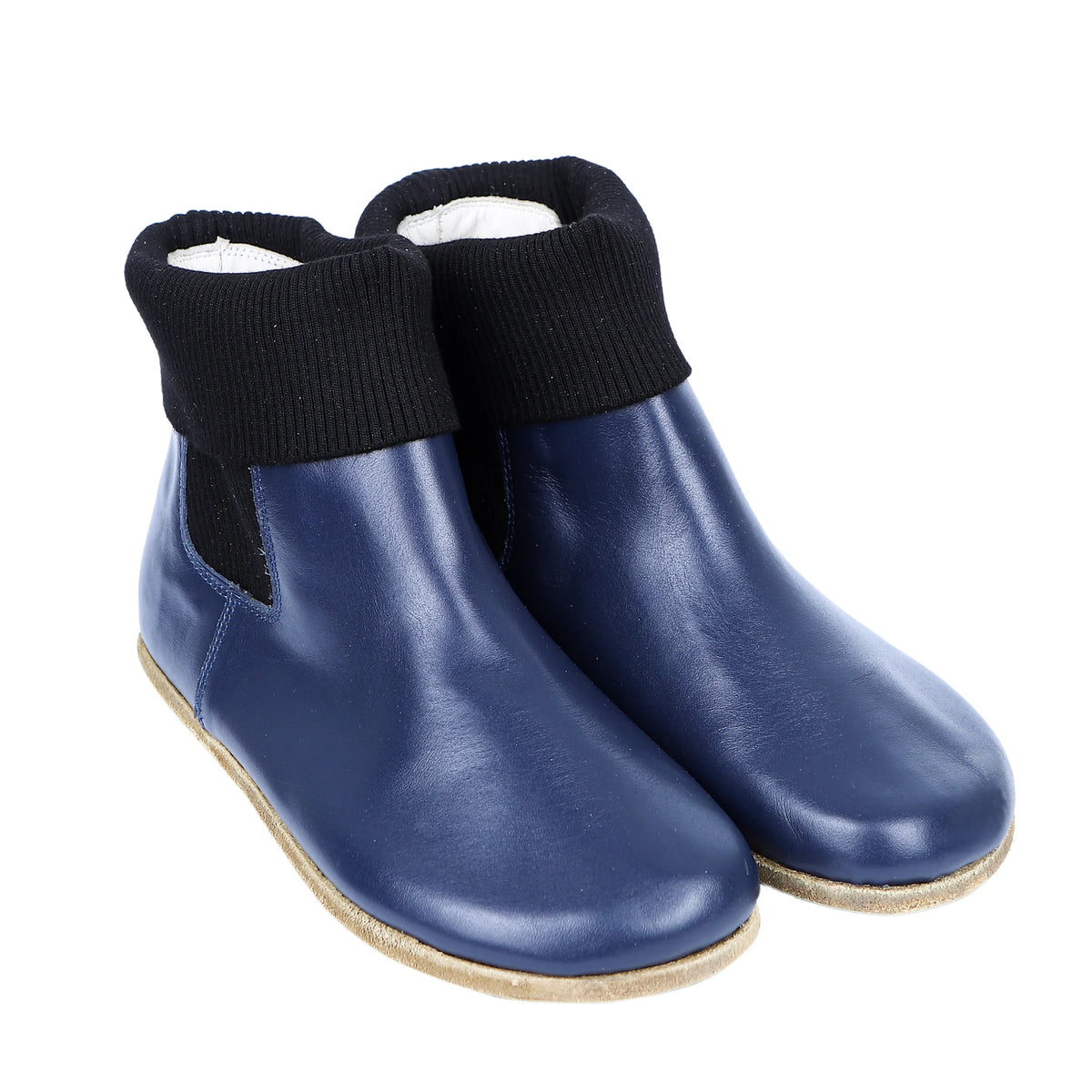 Smooth Barefoot Socks Chelsea Shoes – Classic Sole — Leather Sole – Navy Blue