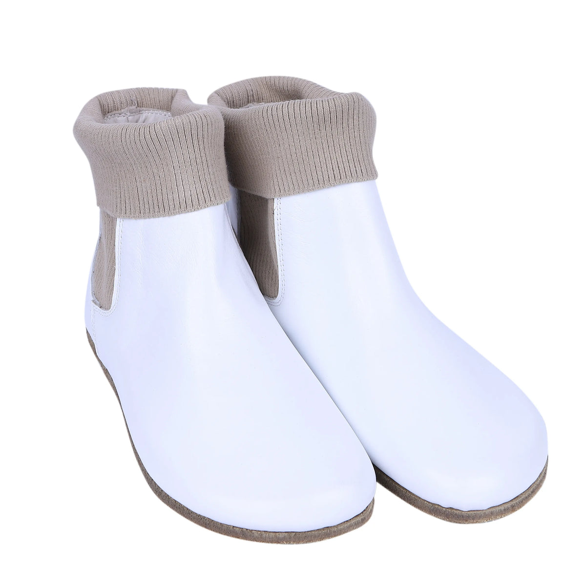 Smooth Barefoot Socks Chelsea Shoes – Classic Sole — Leather Sole – White