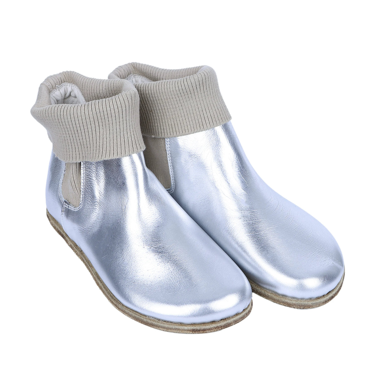 Bright Barefoot Socks Chelsea Shoes – Classic Sole — Leather Sole – Silver