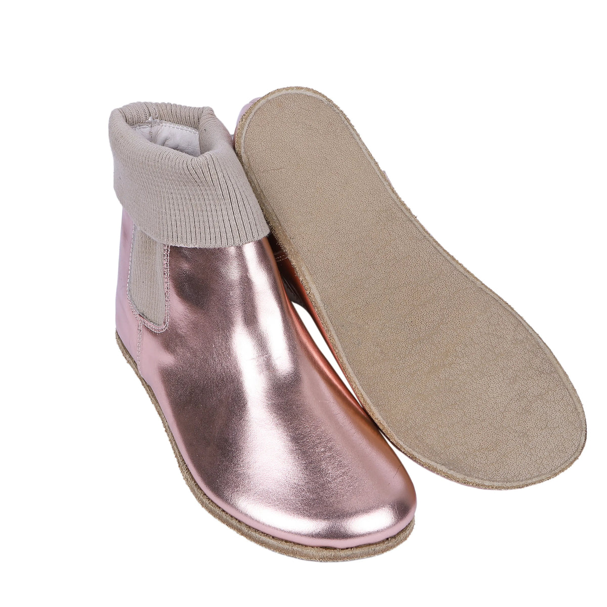 Bright Barefoot Socks Chelsea Shoes – Classic Sole — Leather Sole – Rose Gold