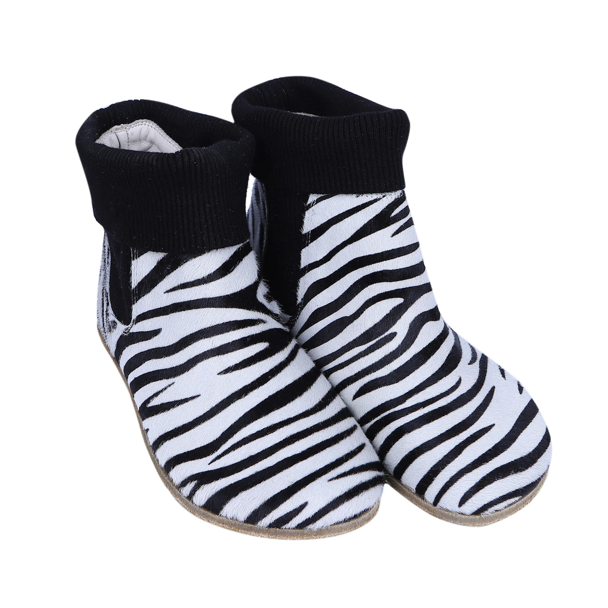 Hair Barefoot Socks Chelsea Shoes – Classic Sole — Leather Sole – Zebra