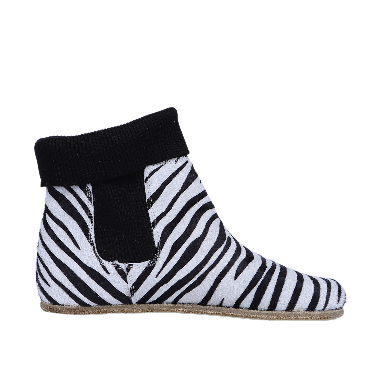Hair Barefoot Socks Chelsea Shoes – Classic Sole — Leather Sole – Zebra