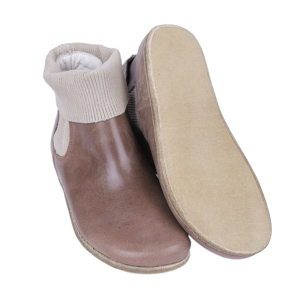 Crazy Barefoot Socks Chelsea Shoes – Classic Sole — Leather Sole – Beige Bizon
