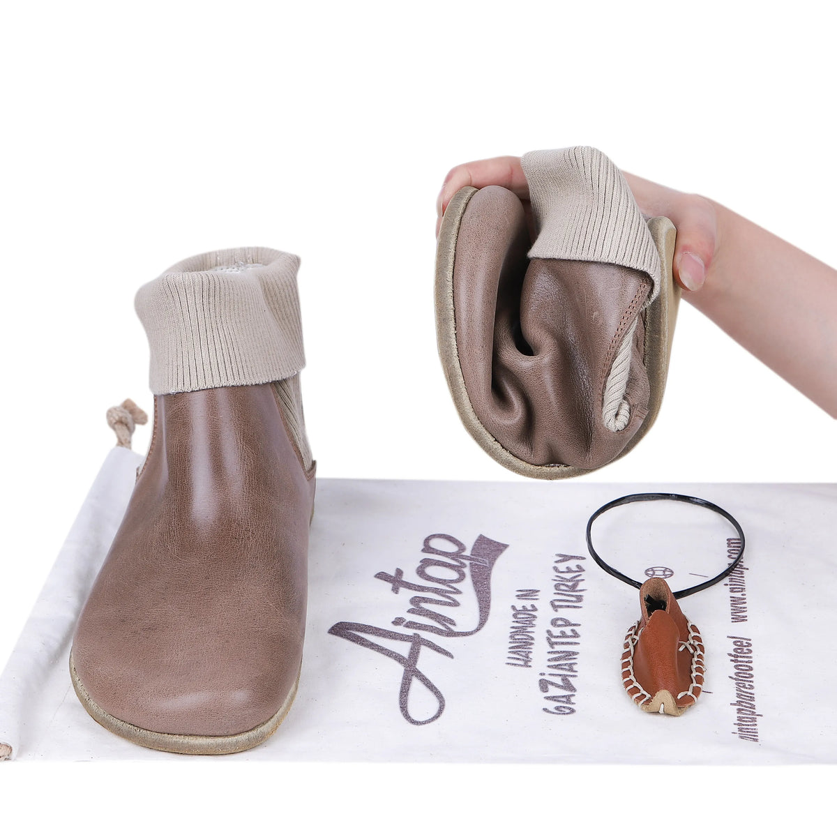 Crazy Barefoot Socks Chelsea Shoes – Classic Sole — Leather Sole – Beige Bizon