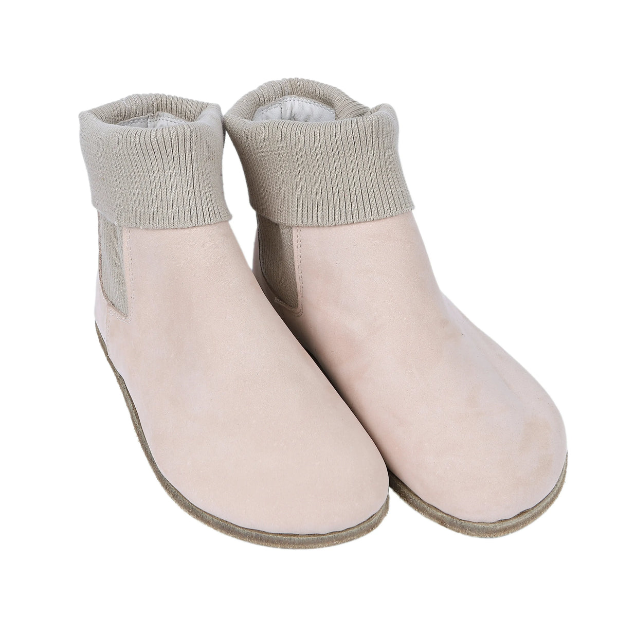 Nubuck Barefoot Socks Chelsea Shoes – Classic Sole — Leather Sole – Cream