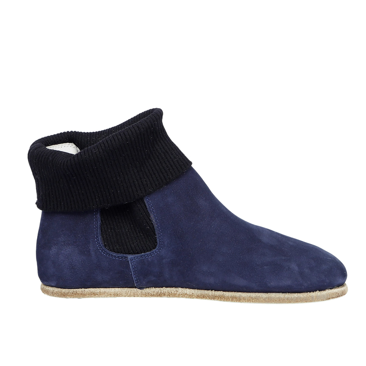 Nubuck Barefoot Socks Chelsea Shoes – Classic Sole — Leather Sole – Navy Blue