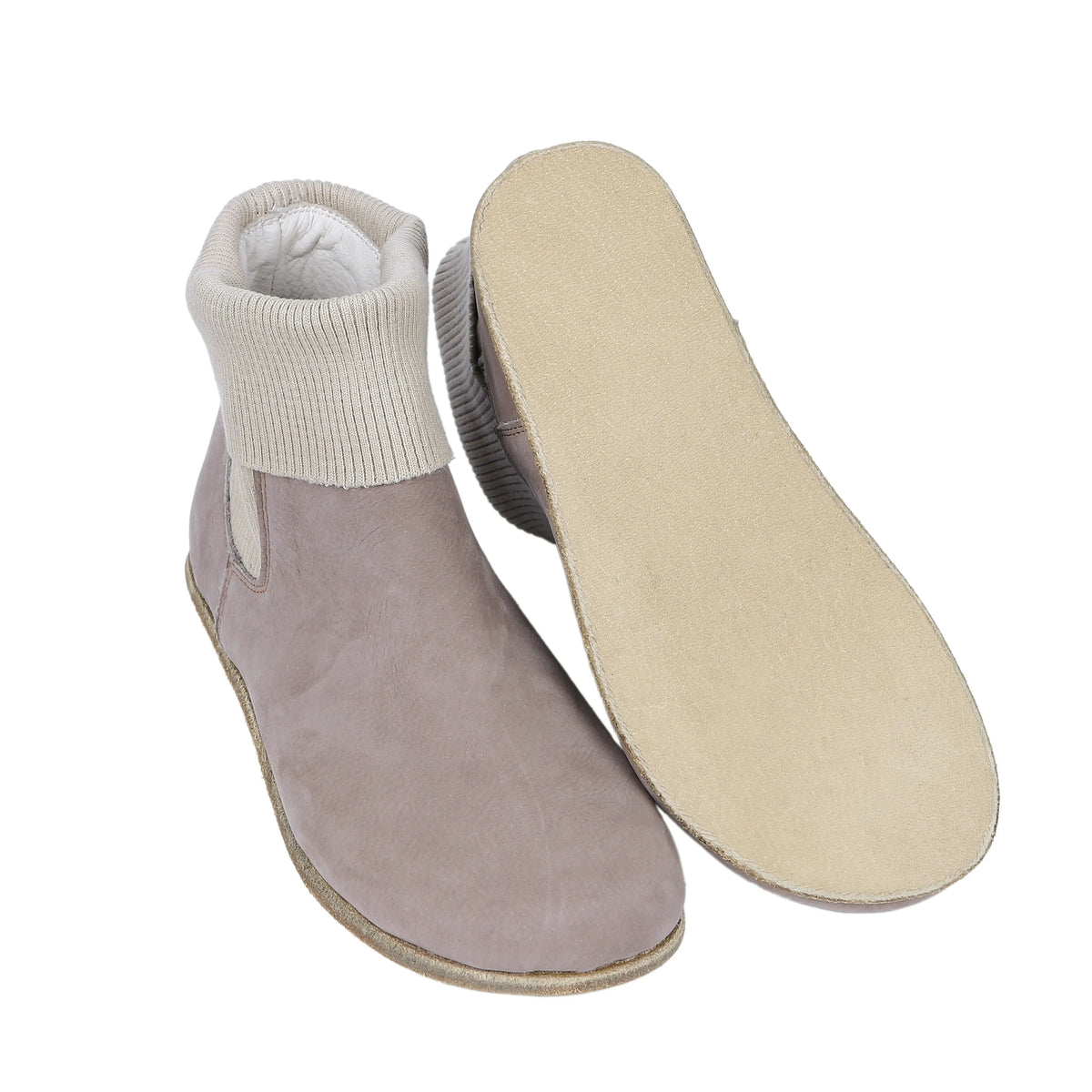 Nubuck Barefoot Socks Chelsea Shoes – Classic Sole — Leather Sole – Smoked