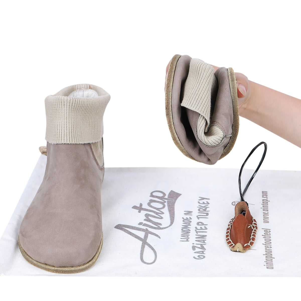 Nubuck Barefoot Socks Chelsea Shoes – Classic Sole — Leather Sole – Smoked