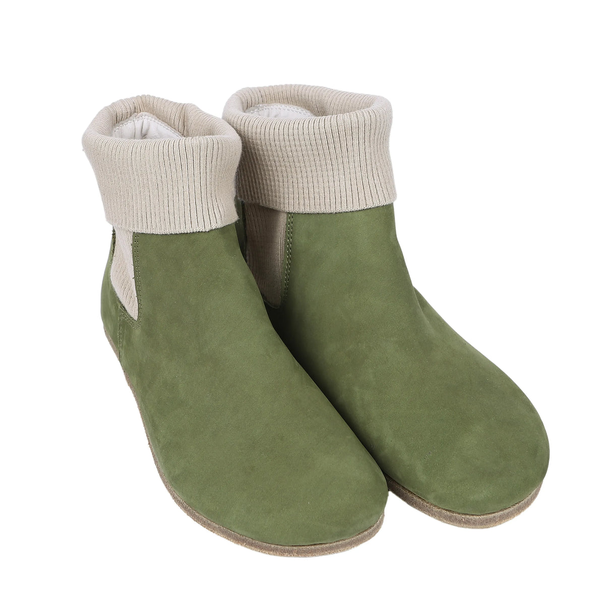 Nubuck Barefoot Socks Chelsea Shoes – Classic Sole — Leather Sole – Green