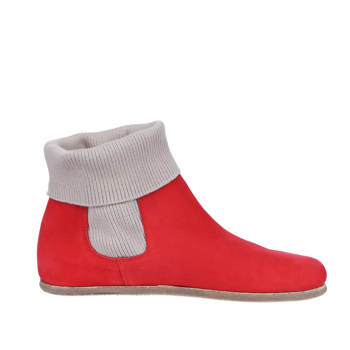 Nubuck Barefoot Socks Chelsea Shoes – Classic Sole — Leather Sole – Red
