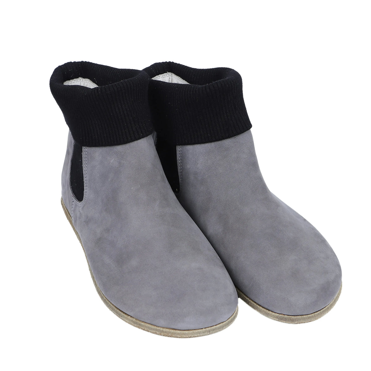 Nubuck Barefoot Socks Chelsea Shoes – Classic Sole — Leather Sole – Gray