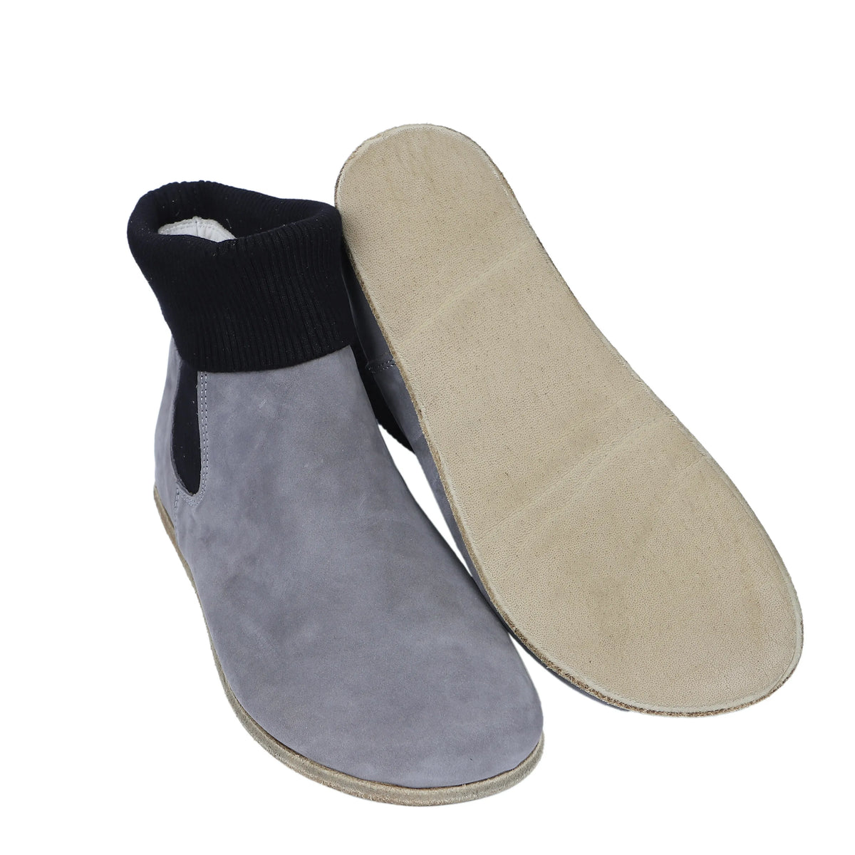 Nubuck Barefoot Socks Chelsea Shoes – Classic Sole — Leather Sole – Gray