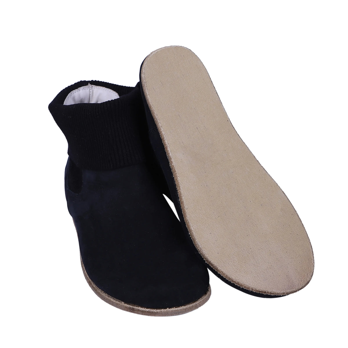 Nubuck Barefoot Socks Chelsea Shoes – Classic Sole — Leather Sole – Black