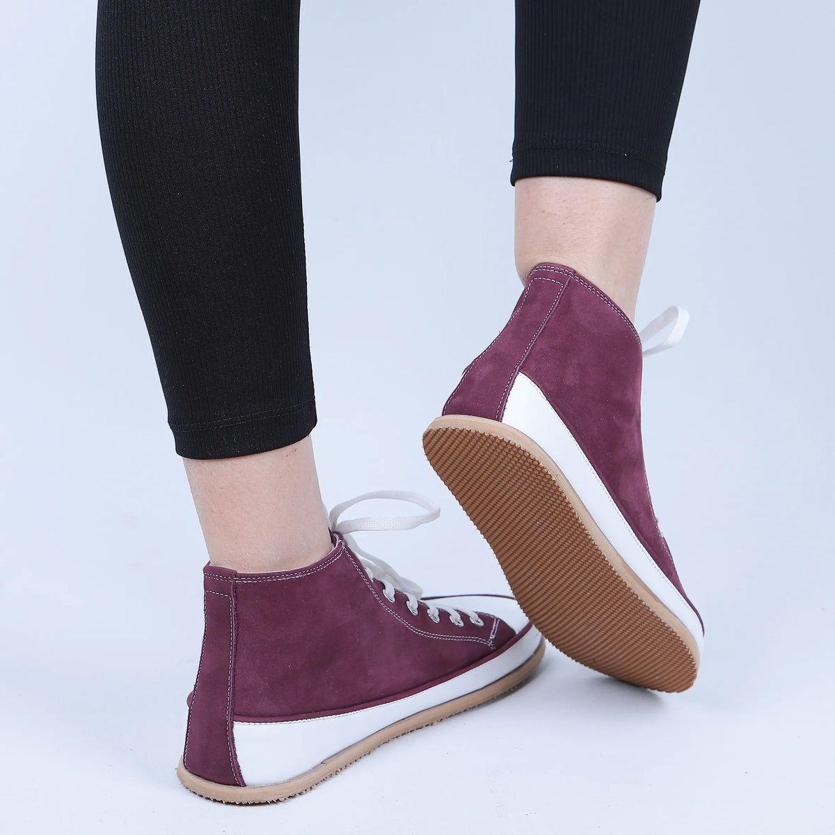 Nubuck Barefoot Long Boots Converse Shoes – Eva Outsole – Burgundy