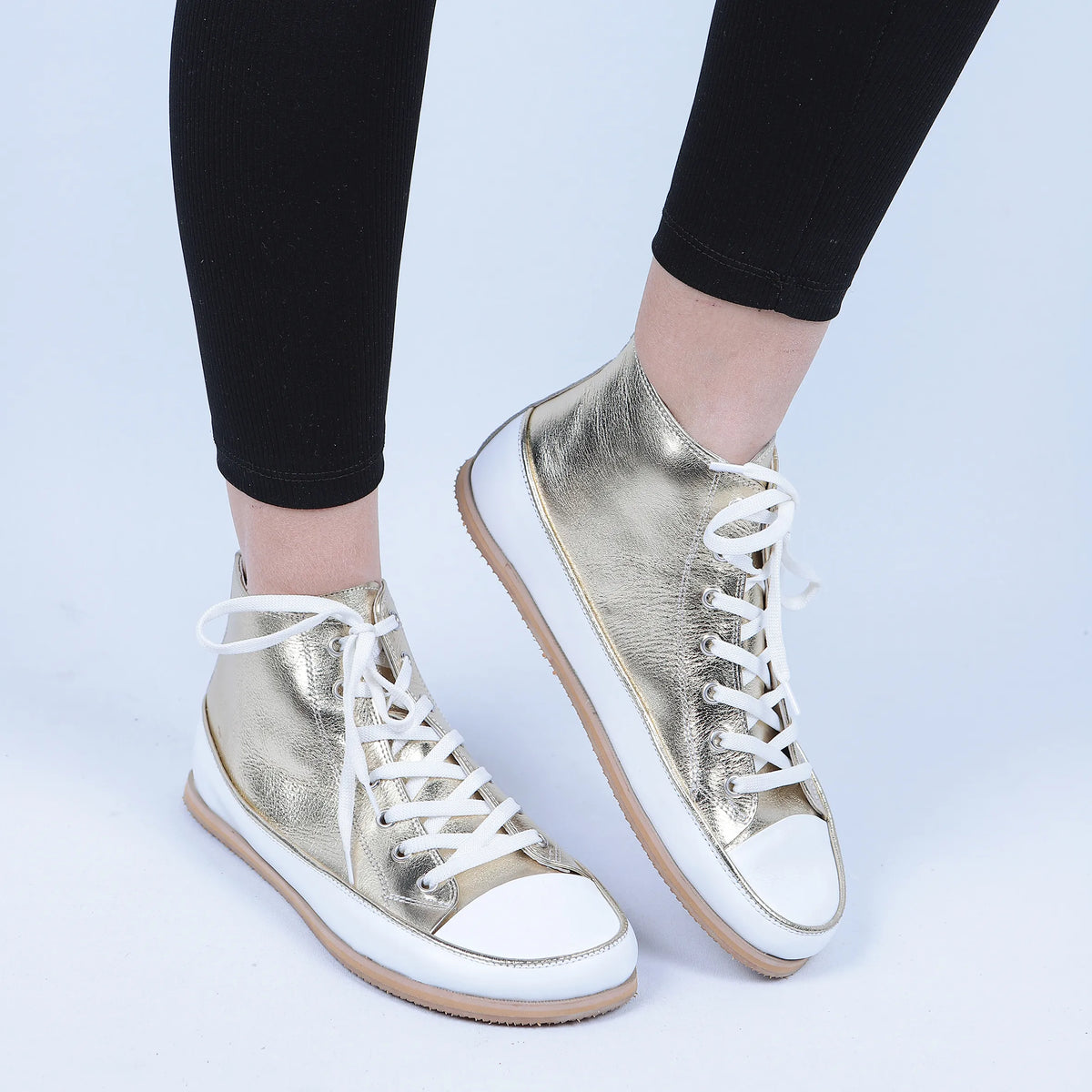 Bright Barefoot Long Boots Converse Shoes – Eva Outsole – Gold
