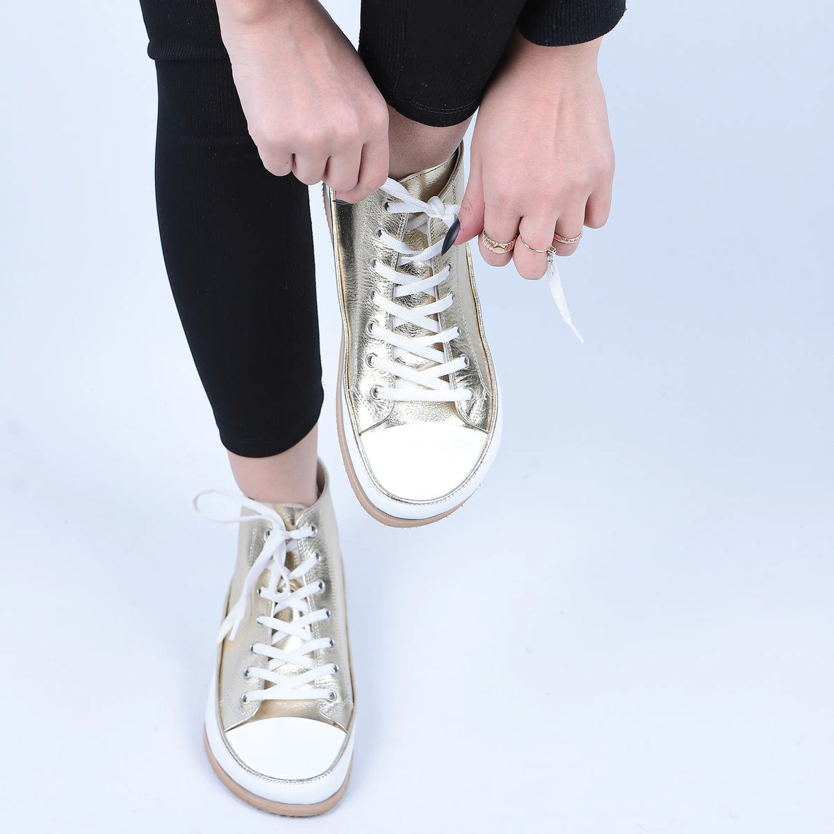 Bright Barefoot Long Boots Converse Shoes – Eva Outsole – Gold