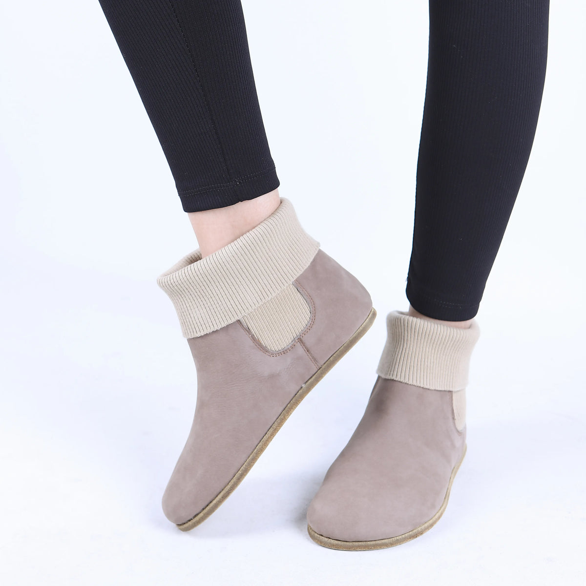Nubuck Barefoot Socks Chelsea Shoes – Classic Sole — Leather Sole – Smoked