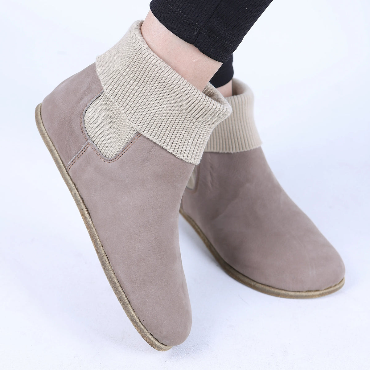 Nubuck Barefoot Socks Chelsea Shoes – Classic Sole — Leather Sole – Smoked