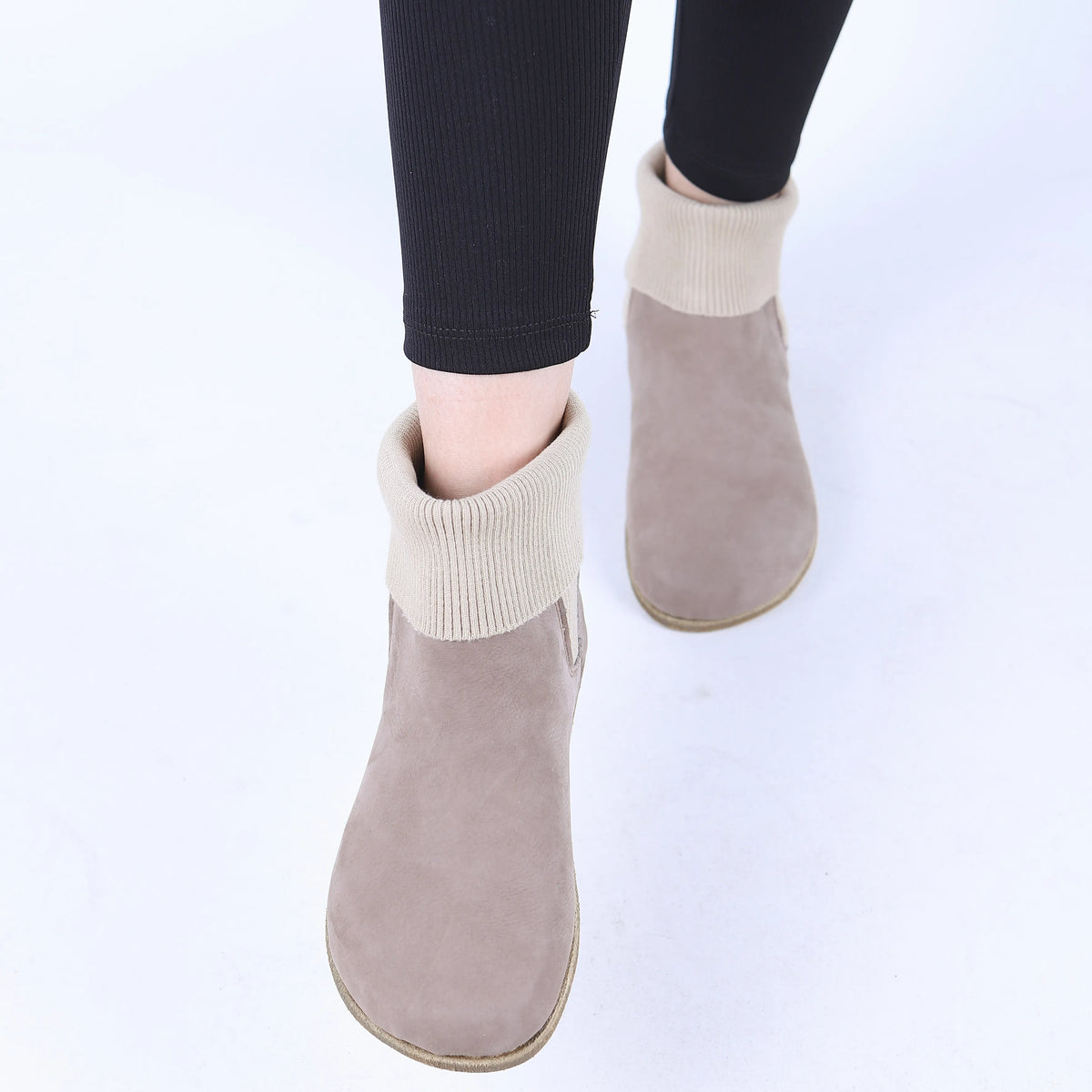Nubuck Barefoot Socks Chelsea Shoes – Classic Sole — Leather Sole – Smoked