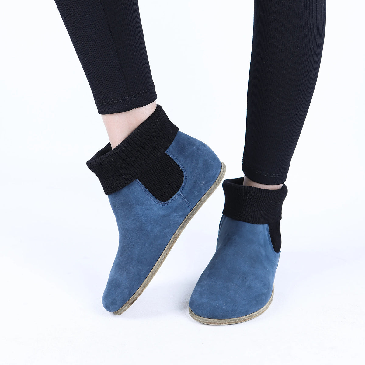 Nubuck Barefoot Socks Chelsea Shoes – Classic Sole — Leather Sole – Jeans