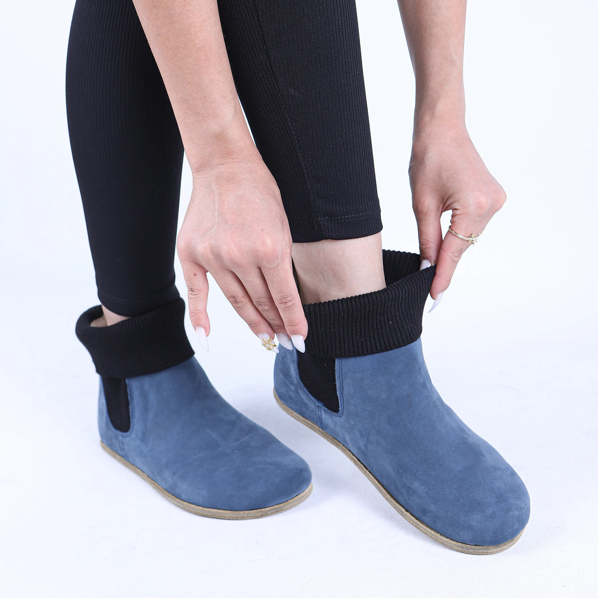 Nubuck Barefoot Socks Chelsea Shoes – Classic Sole — Leather Sole – Jeans
