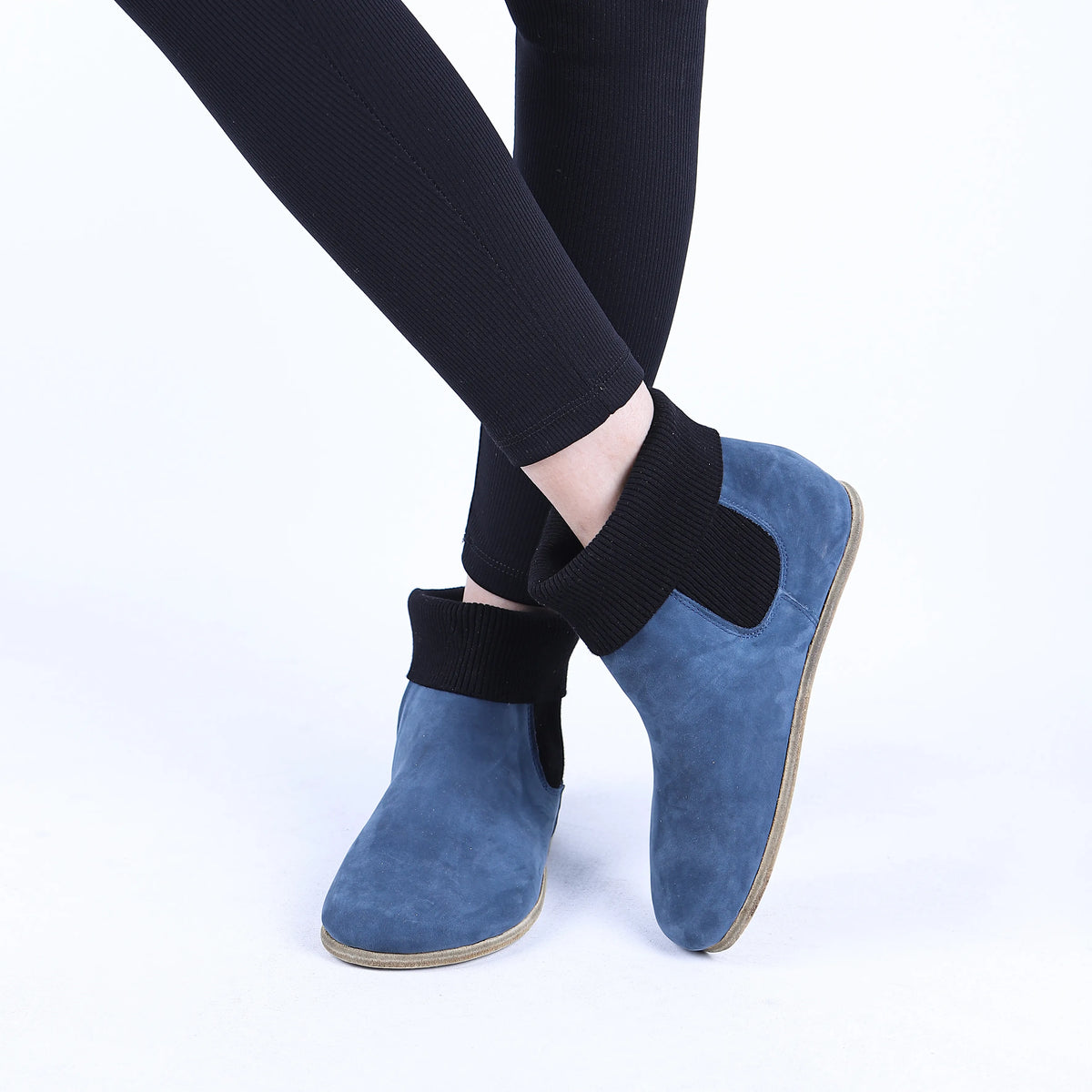 Nubuck Barefoot Socks Chelsea Shoes – Classic Sole — Leather Sole – Jeans