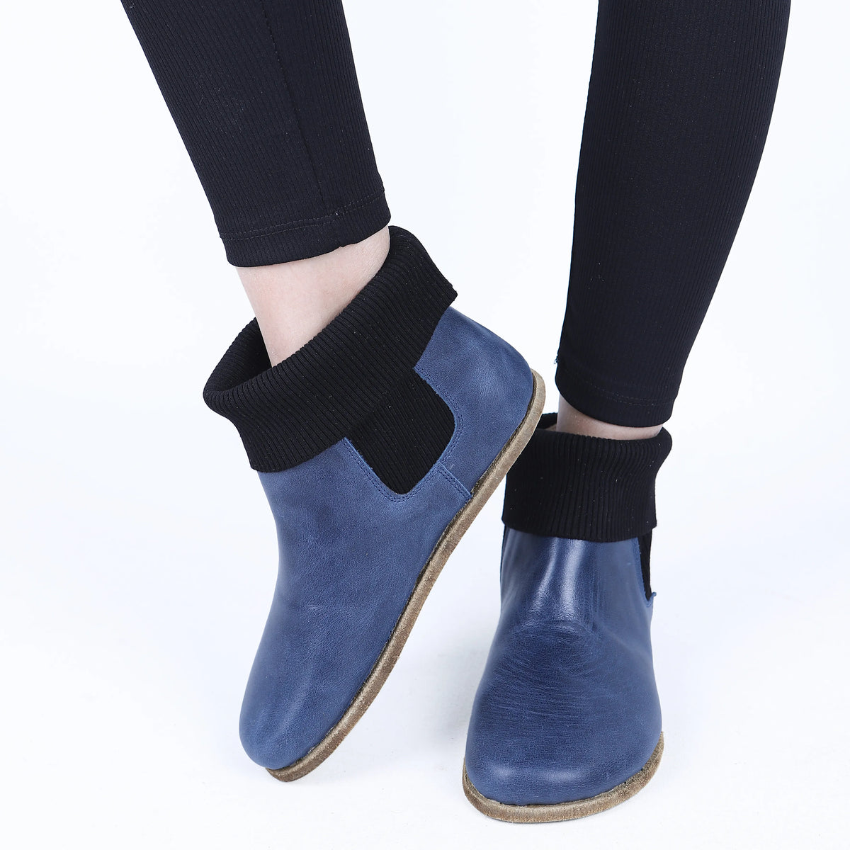 Crazy Barefoot Socks Chelsea Shoes – Classic Sole — Leather Sole – Navy Blue